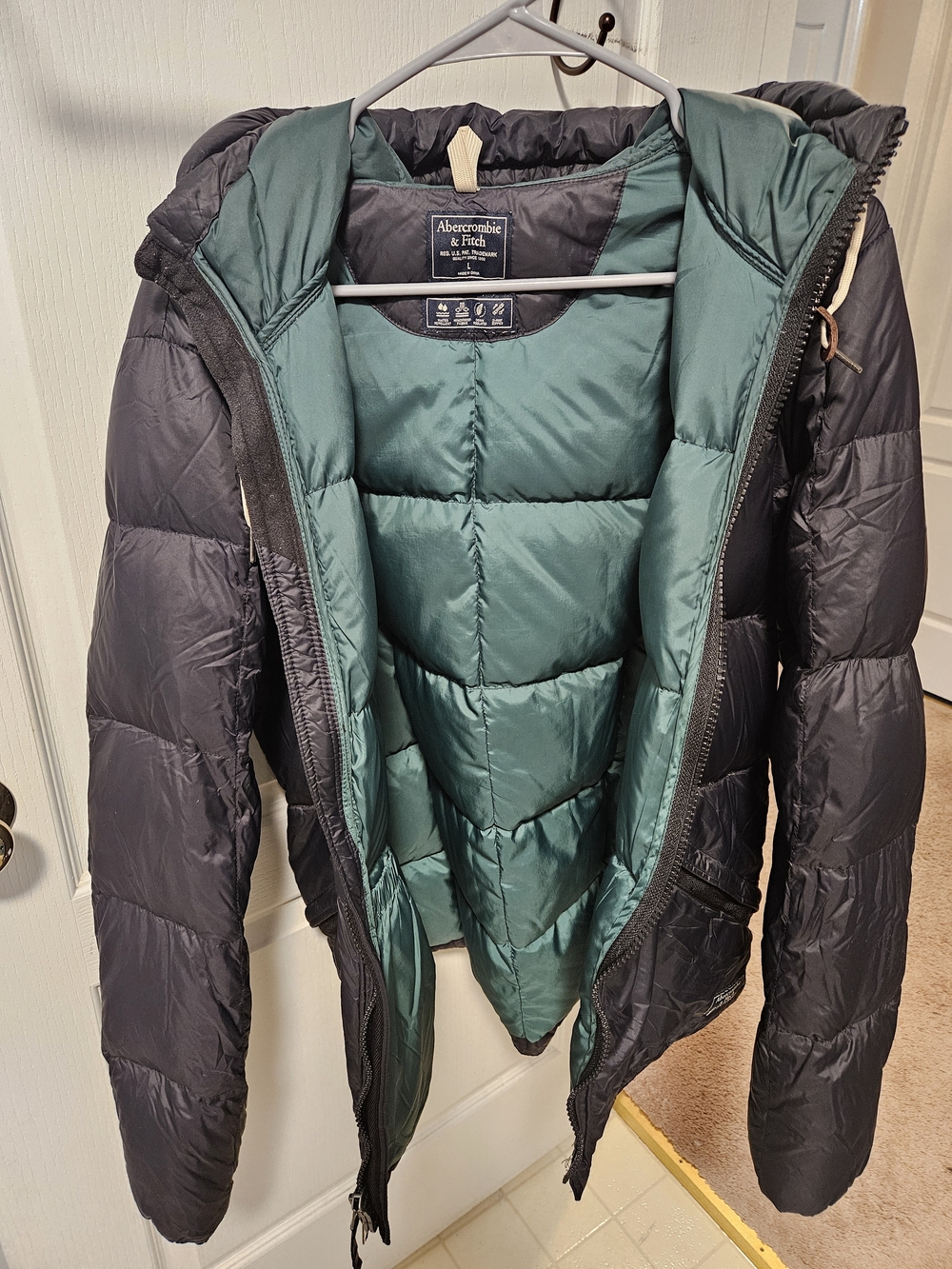 Abercrombie & Fitch Blue Jacket with Green Interior